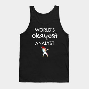 World's Okayest Analyst Funny Tees, Unicorn Dabbing Funny Christmas Gifts Ideas for an Analyst Tank Top